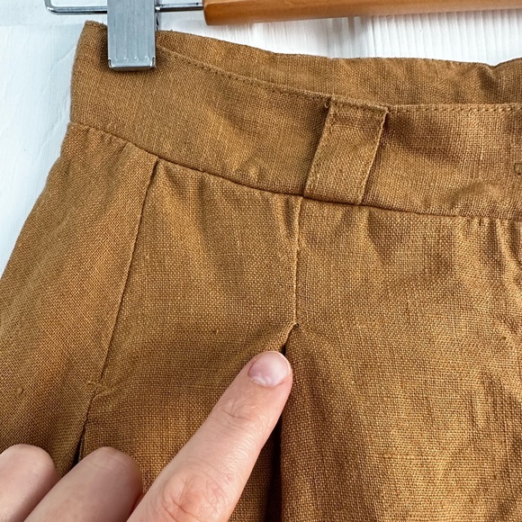 Linen Handmade Studio (Lithuania) Briny Button Front Skirt, Size 6 in Mustard - Picture 6 of 10